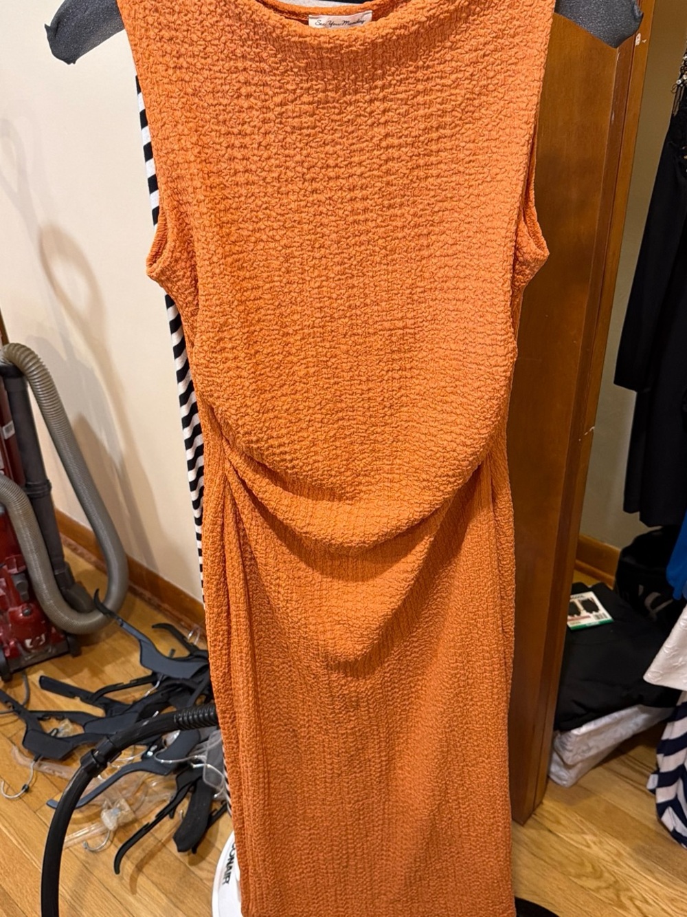 & Other Stories Textured Sleeveless Orange Maxi Dress